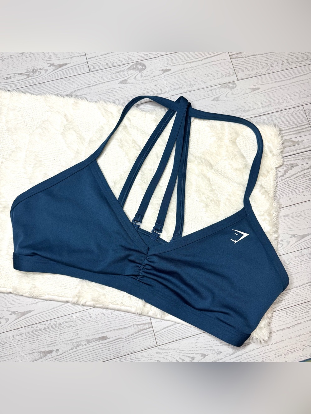 GYMSHARK Minimal Strappy Sports Bra Large Navy Blue